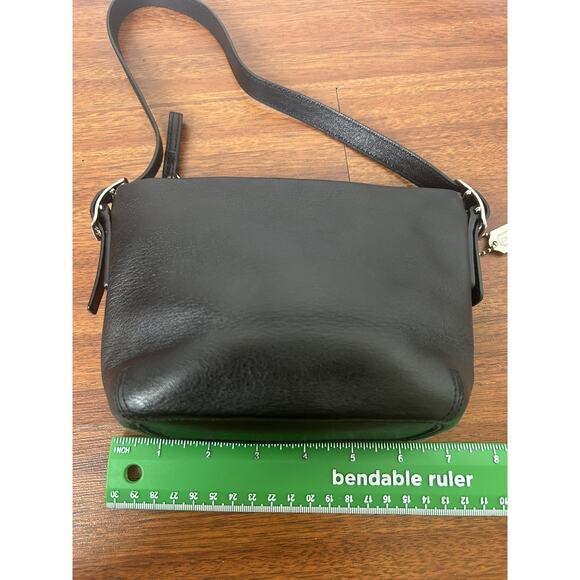 Vintage Y2K COACH East West Legacy Black Leather Shoulder Bag Tan CC Interior - Picture 11 of 15